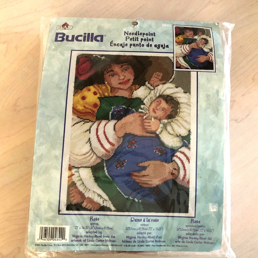 Needlepoint Kit Bucilla 4842 Rose Mother Child New Old Stock Cross Stitch 2001